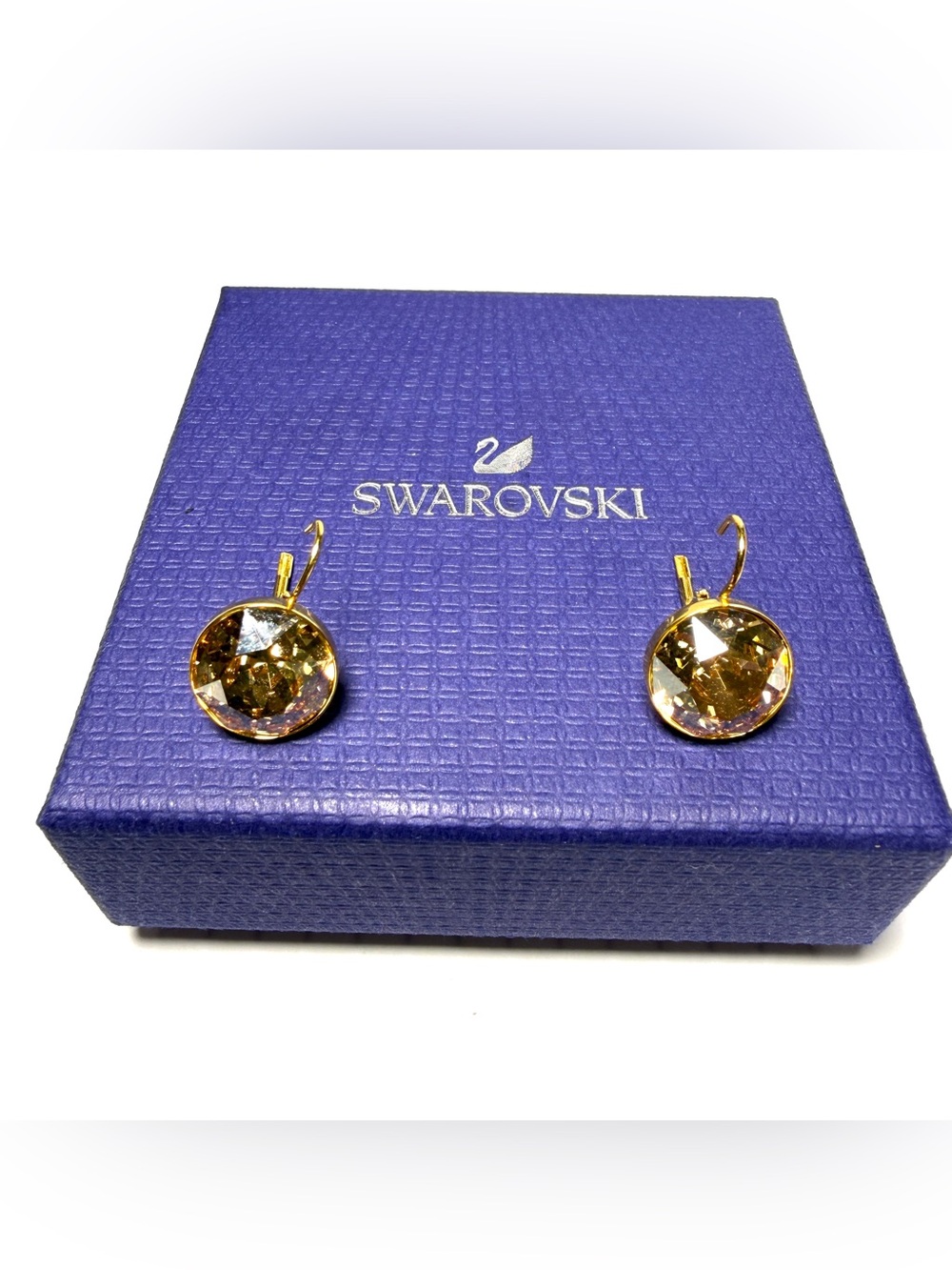 Swarovski Gold-Tone Champagne Crystal Drop Earrings